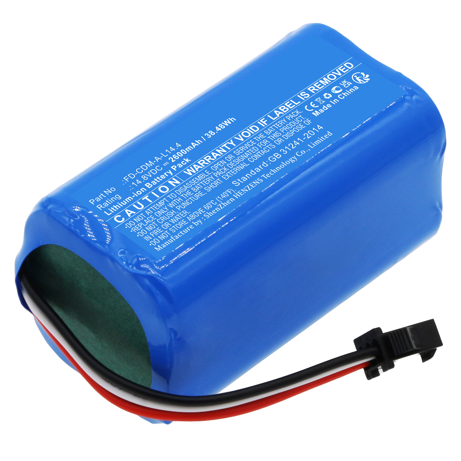 Synergy Digital Vacuum Cleaner Battery, Compatible with Elfbot FD-CDM-A-L14.4 Vacuum Cleaner Battery (Li-ion, 14.8V, 2600mAh)