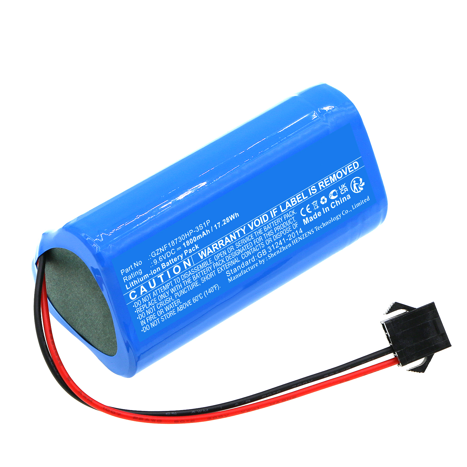 Synergy Digital Vacuum Cleaner Battery, Compatible with Pure Clean GZNF18730HP-3S1P Vacuum Cleaner Battery (LiFePO4, 9.6V, 1800mAh)