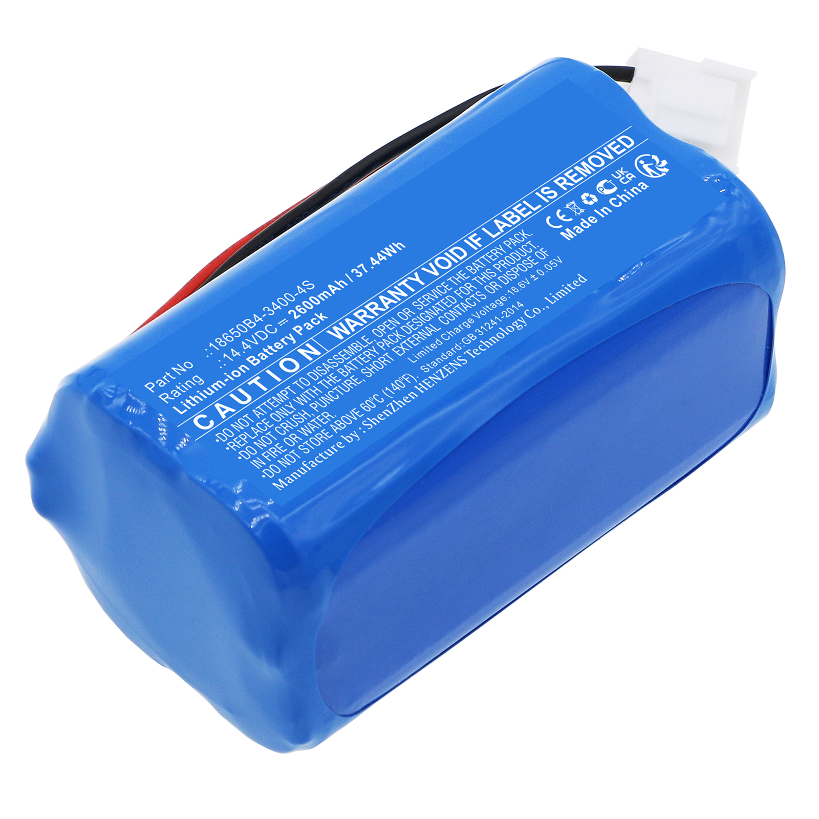 Synergy Digital Vacuum Cleaner Battery, Compatible with Shark 18650B4-3400-4S Vacuum Cleaner Battery (Li-ion, 14.4V, 2600mAh)