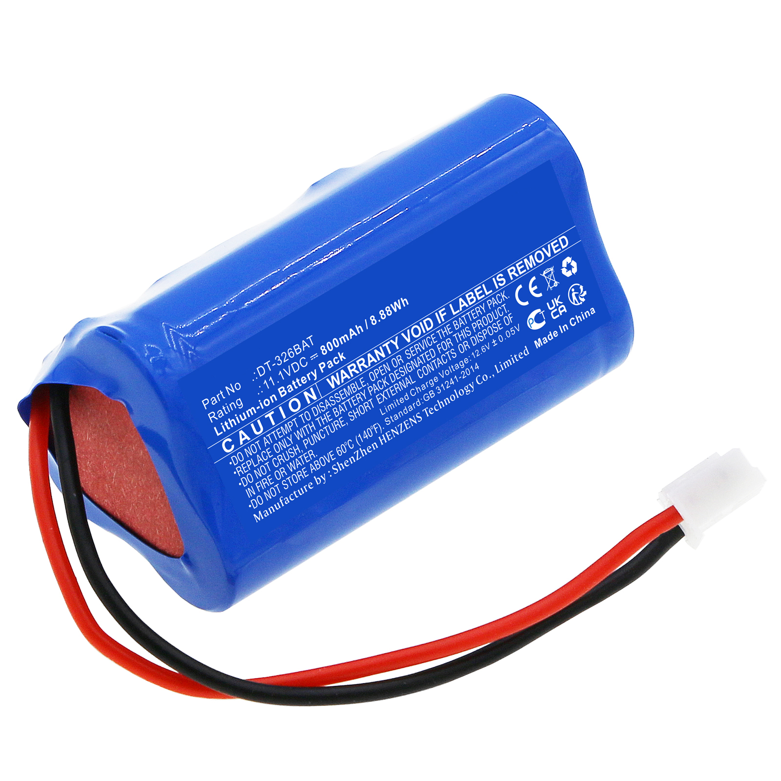 Synergy Digital Vacuum Cleaner Battery, Compatible with Shimpo DT-326BAT Vacuum Cleaner Battery (Li-ion, 11.1V, 800mAh)