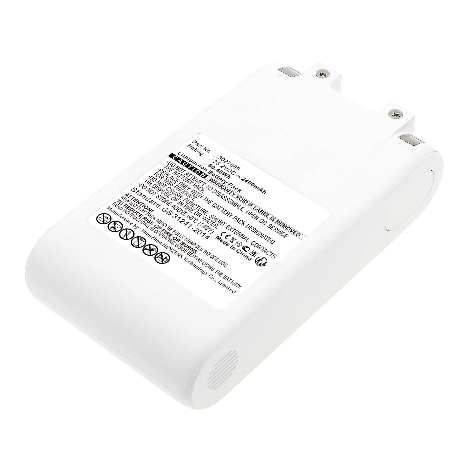 Synergy Digital Vacuum Cleaner Battery, Compatible with Xiaomi 3027689 Vacuum Cleaner Battery (Li-ion, 25.2V, 2400mAh)