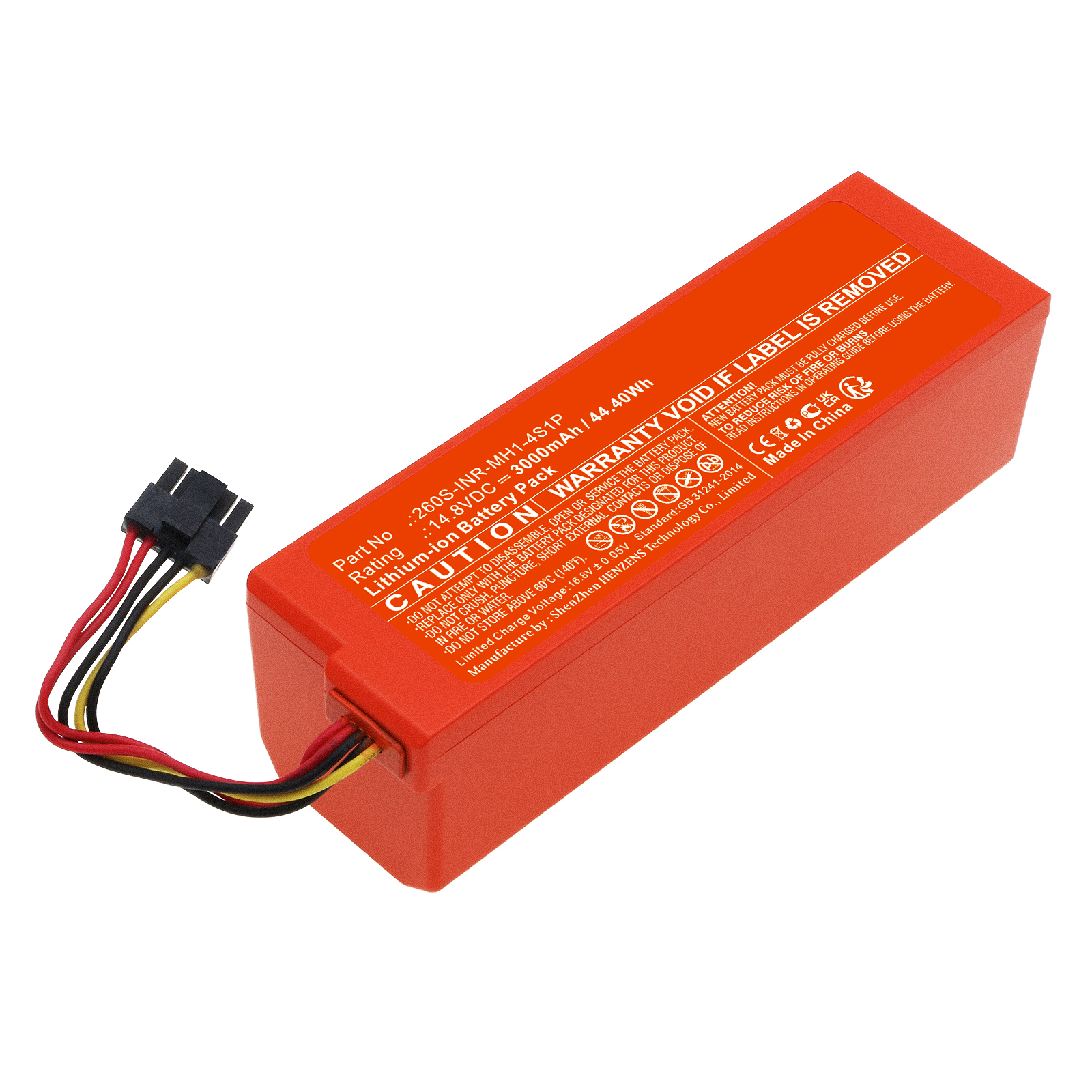 Synergy Digital Vacuum Cleaner Battery, Compatible with Xiaomi 260S-INR-MH1-4S1P Vacuum Cleaner Battery (Li-ion, 14.8V, 3000mAh)