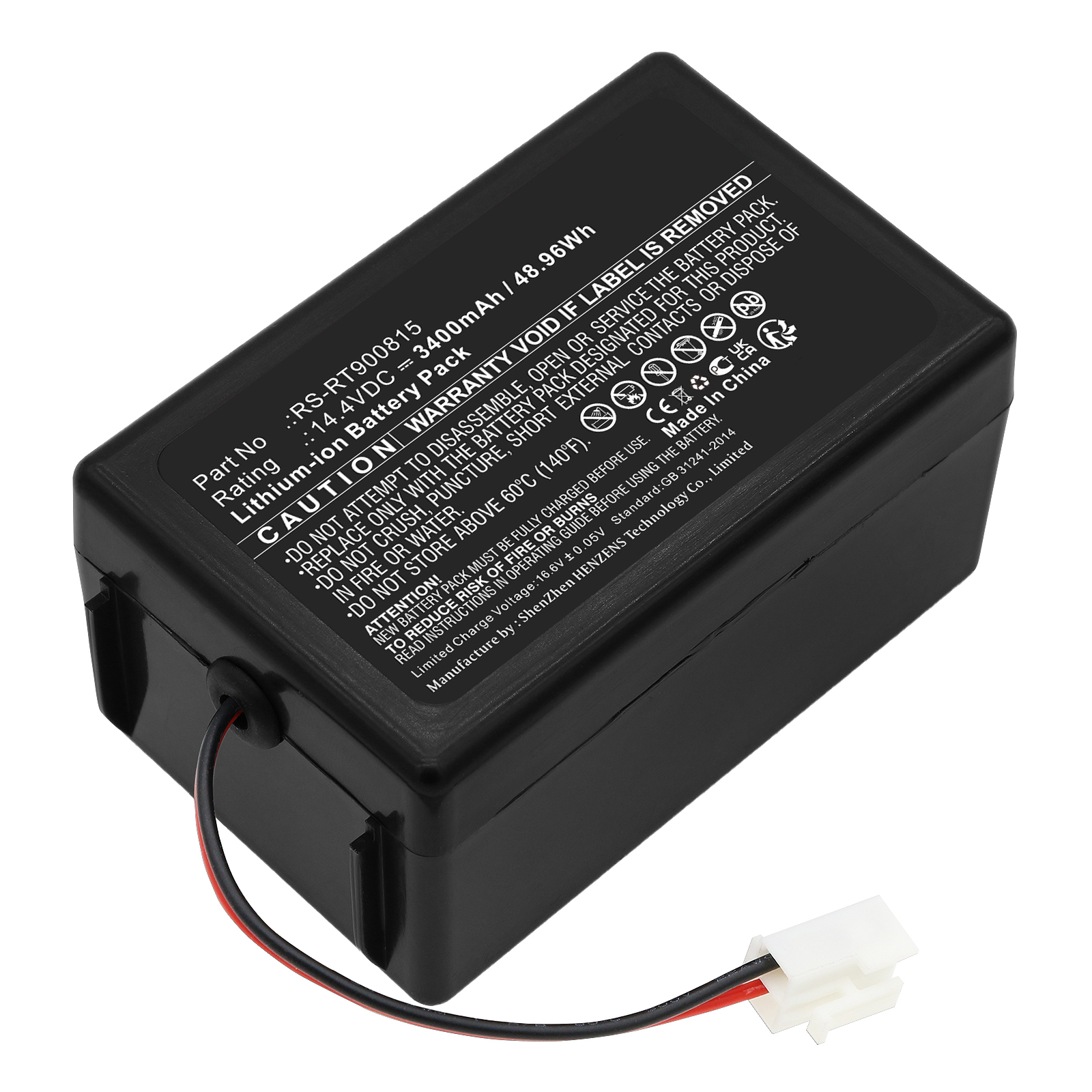 Synergy Digital Vacuum Cleaner Battery, Compatible with Rowenta RS-RT900815 Vacuum Cleaner Battery (Li-ion, 14.4V, 3400mAh)