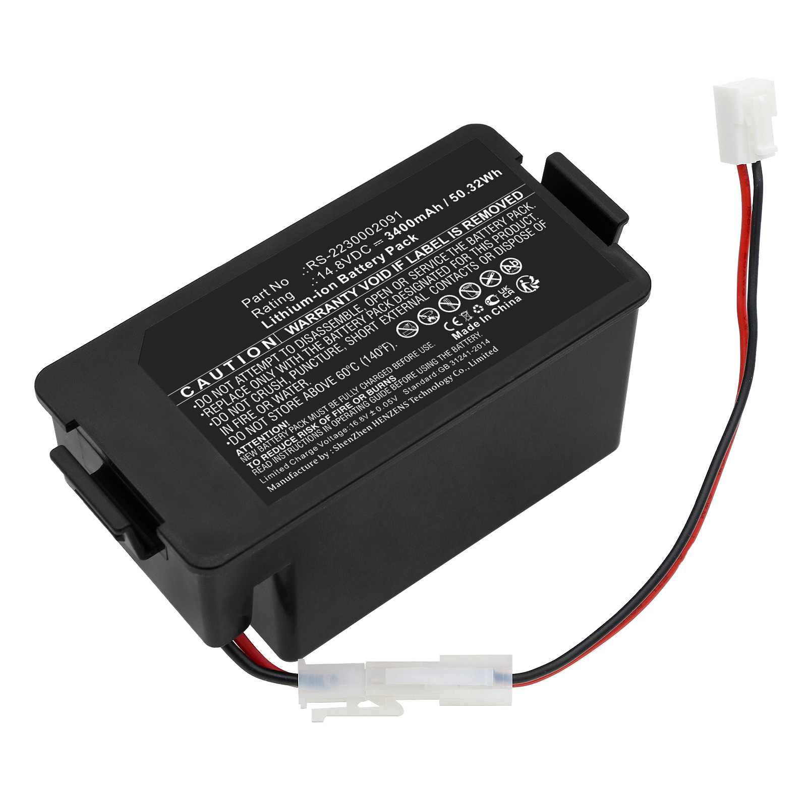Synergy Digital Vacuum Cleaner Battery, Compatible with Rowenta RS-2230002091 Vacuum Cleaner Battery (Li-ion, 14.8V, 3400mAh)