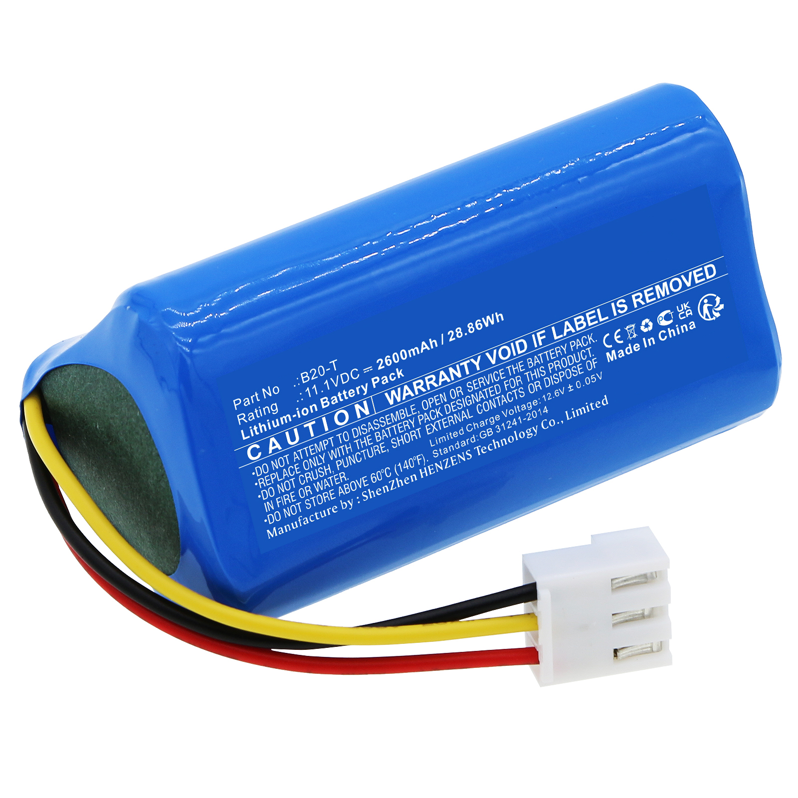 Synergy Digital Vacuum Cleaner Battery, Compatible with Proscenic B20-T Vacuum Cleaner Battery (Li-ion, 11.1V, 2600mAh)