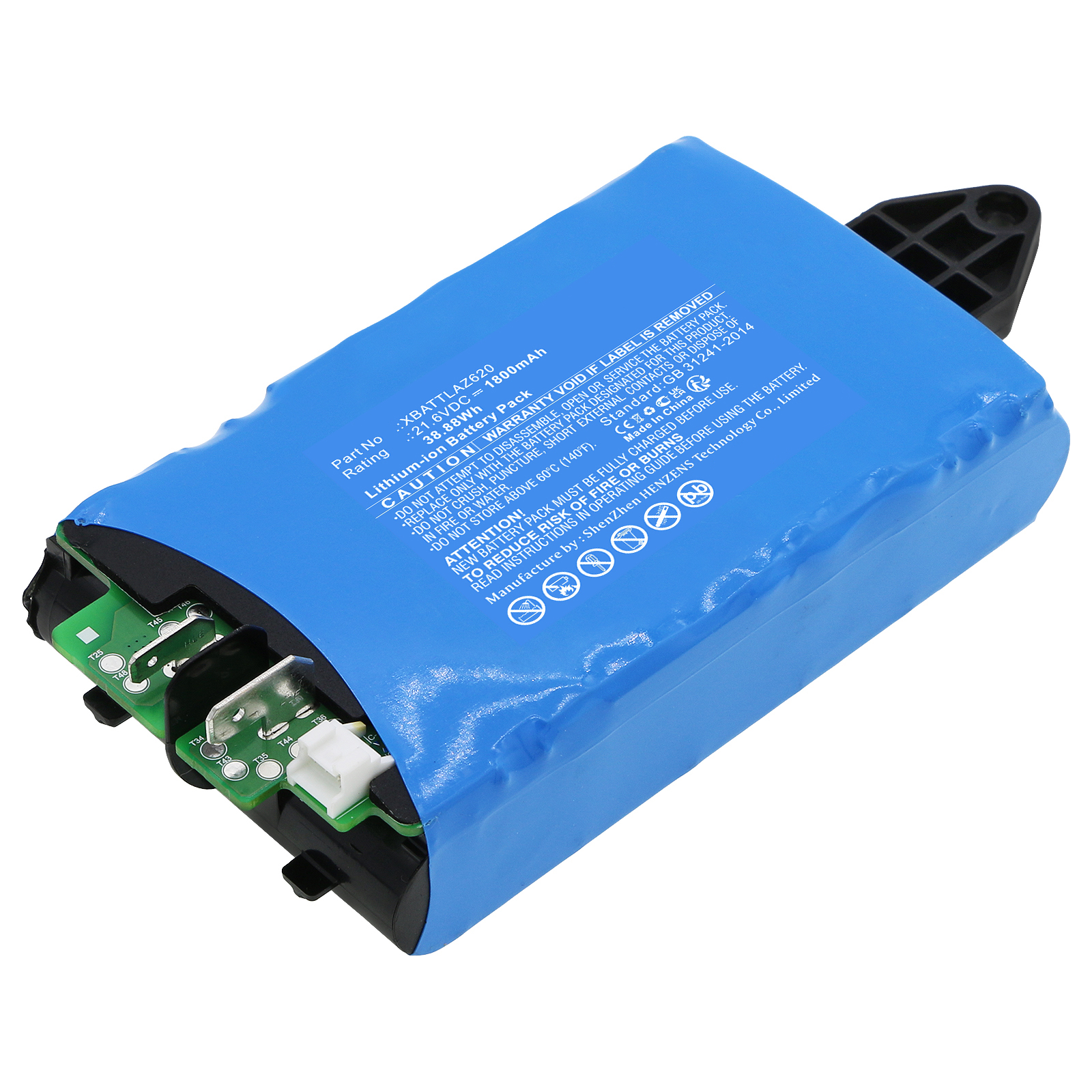 Synergy Digital Vacuum Cleaner Battery, Compatible with Shark XBATTLAZ620 Vacuum Cleaner Battery (Li-ion, 21.6V, 1800mAh)