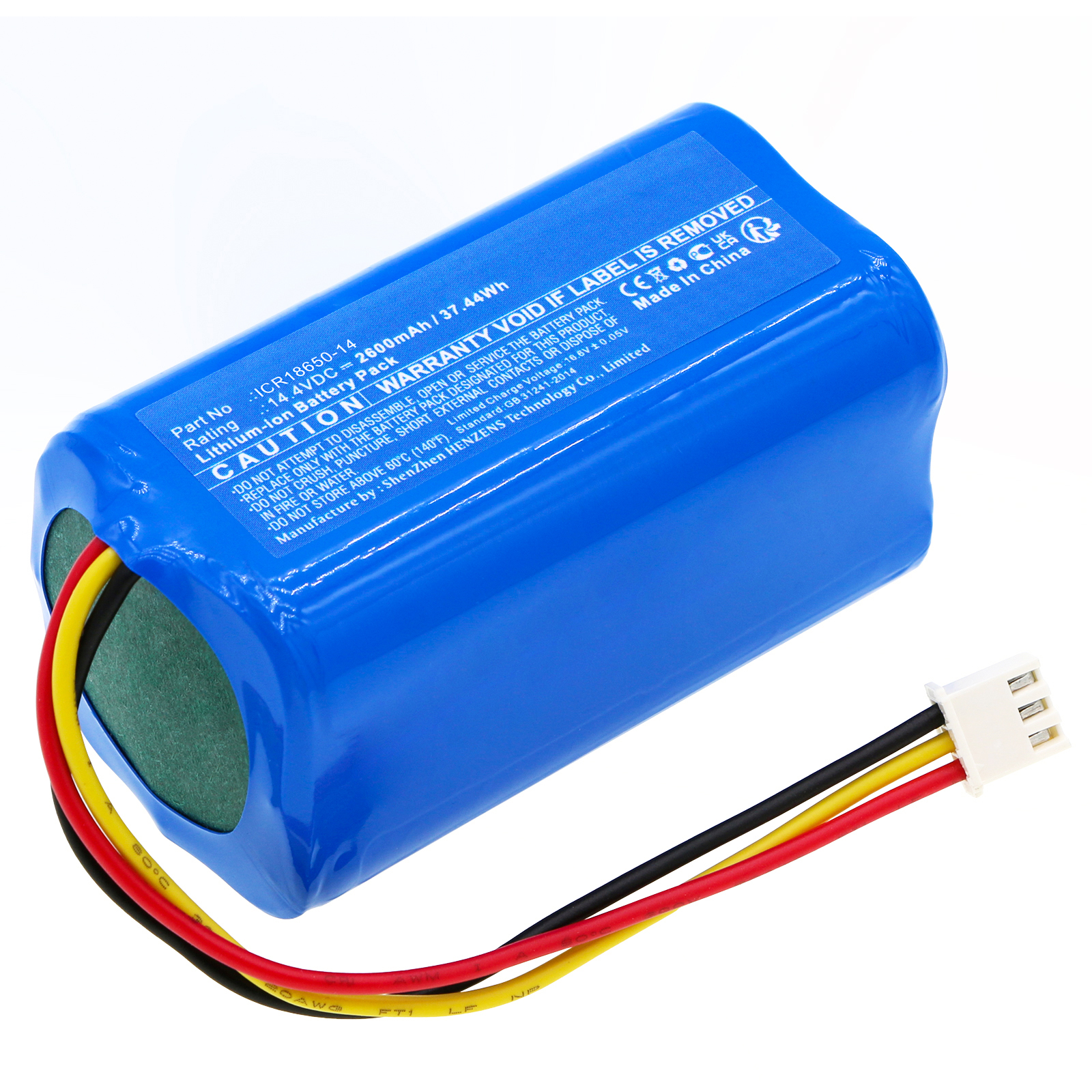 Synergy Digital Vacuum Cleaner Battery, Compatible with CECOTEC ICR18650-14 Vacuum Cleaner Battery (Li-ion, 14.4V, 2600mAh)