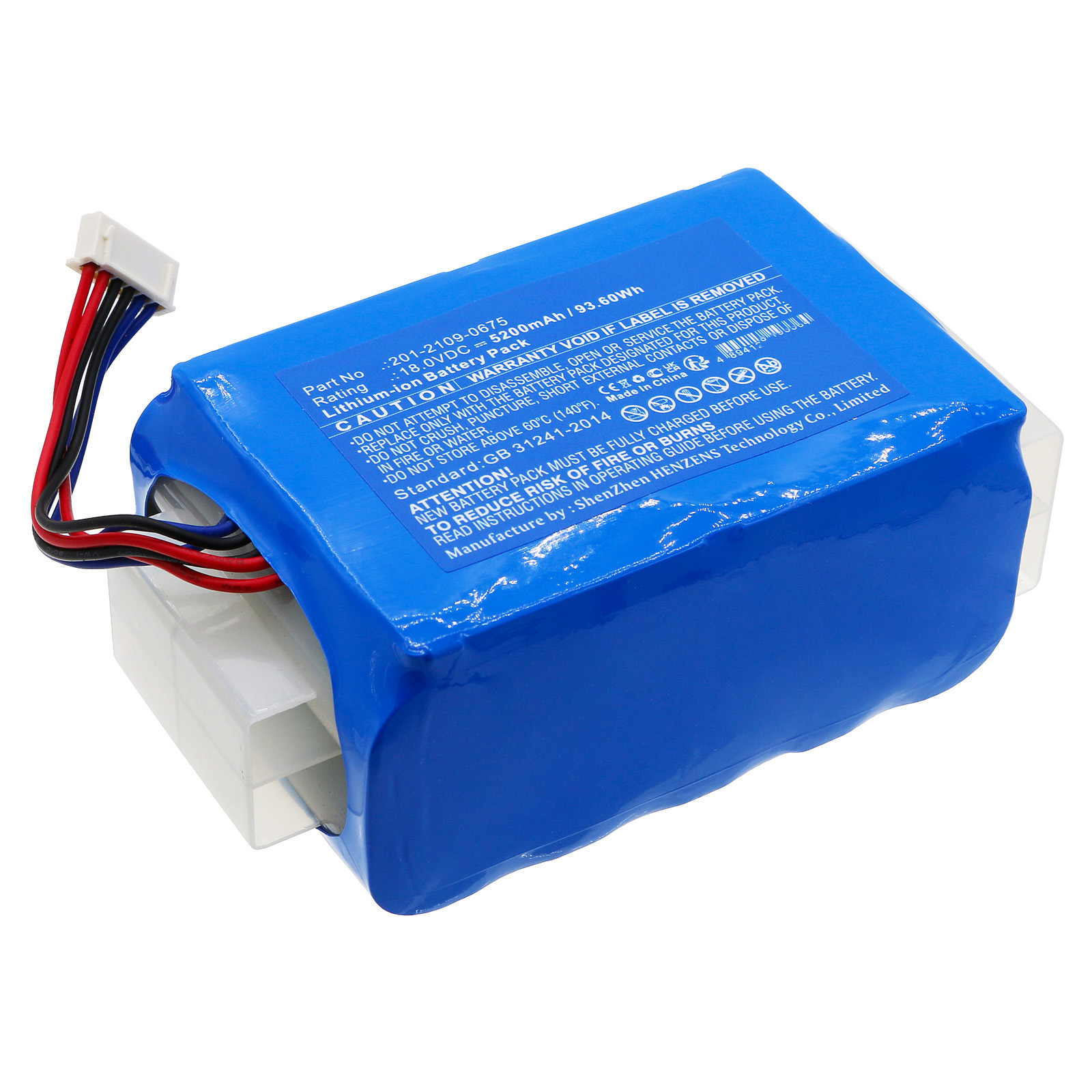 Synergy Digital Vacuum Cleaner Battery, Compatible with Ecovacs 201-2109-0675 Vacuum Cleaner Battery (Li-ion, 18V, 5200mAh)