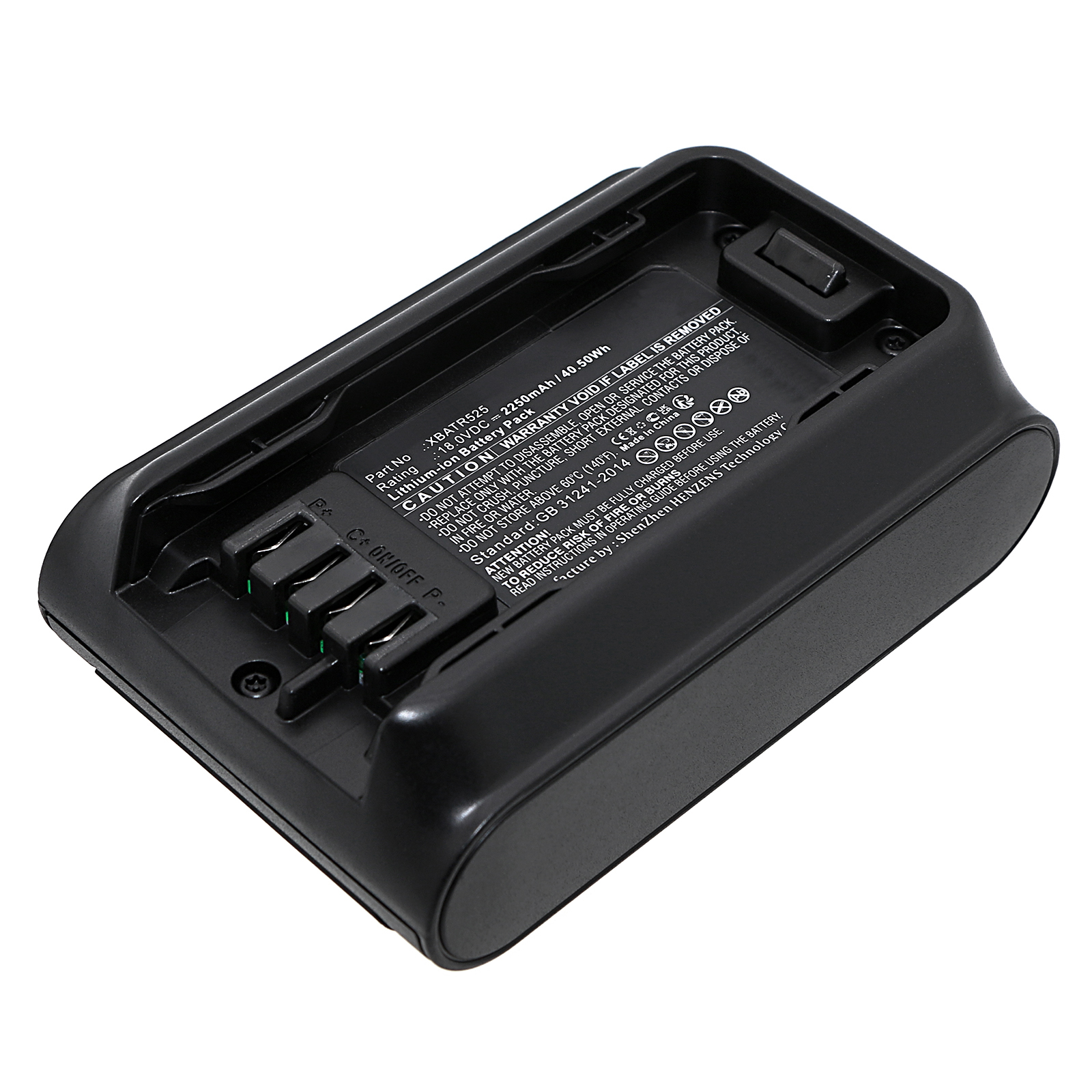 Synergy Digital Vacuum Cleaner Battery, Compatible with Shark XBATR525 Vacuum Cleaner Battery (Li-ion, 18V, 2250mAh)