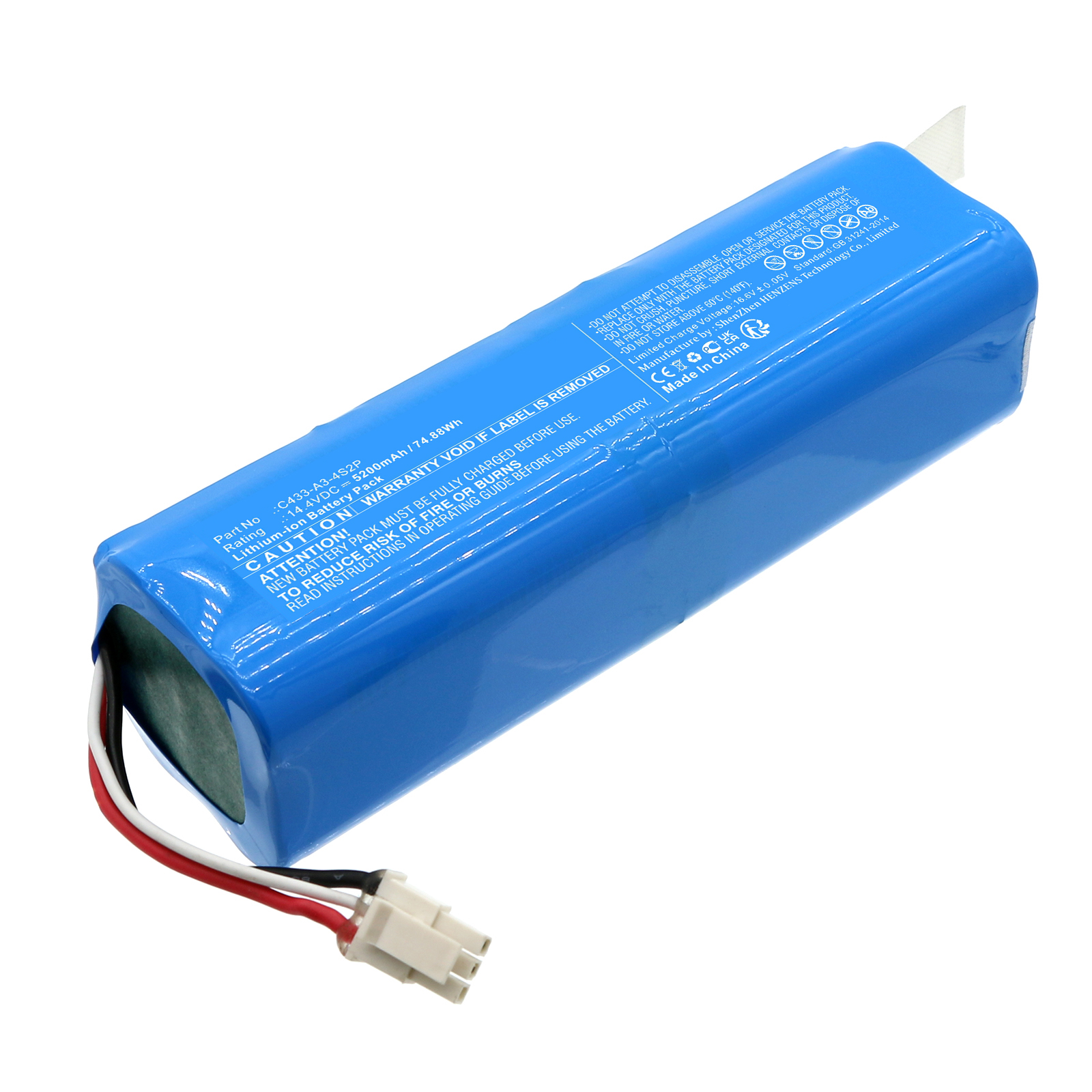 Synergy Digital Vacuum Cleaner Battery, Compatible with Neabot C1048A2 Vacuum Cleaner Battery (Li-ion, 14.4V, 5200mAh)
