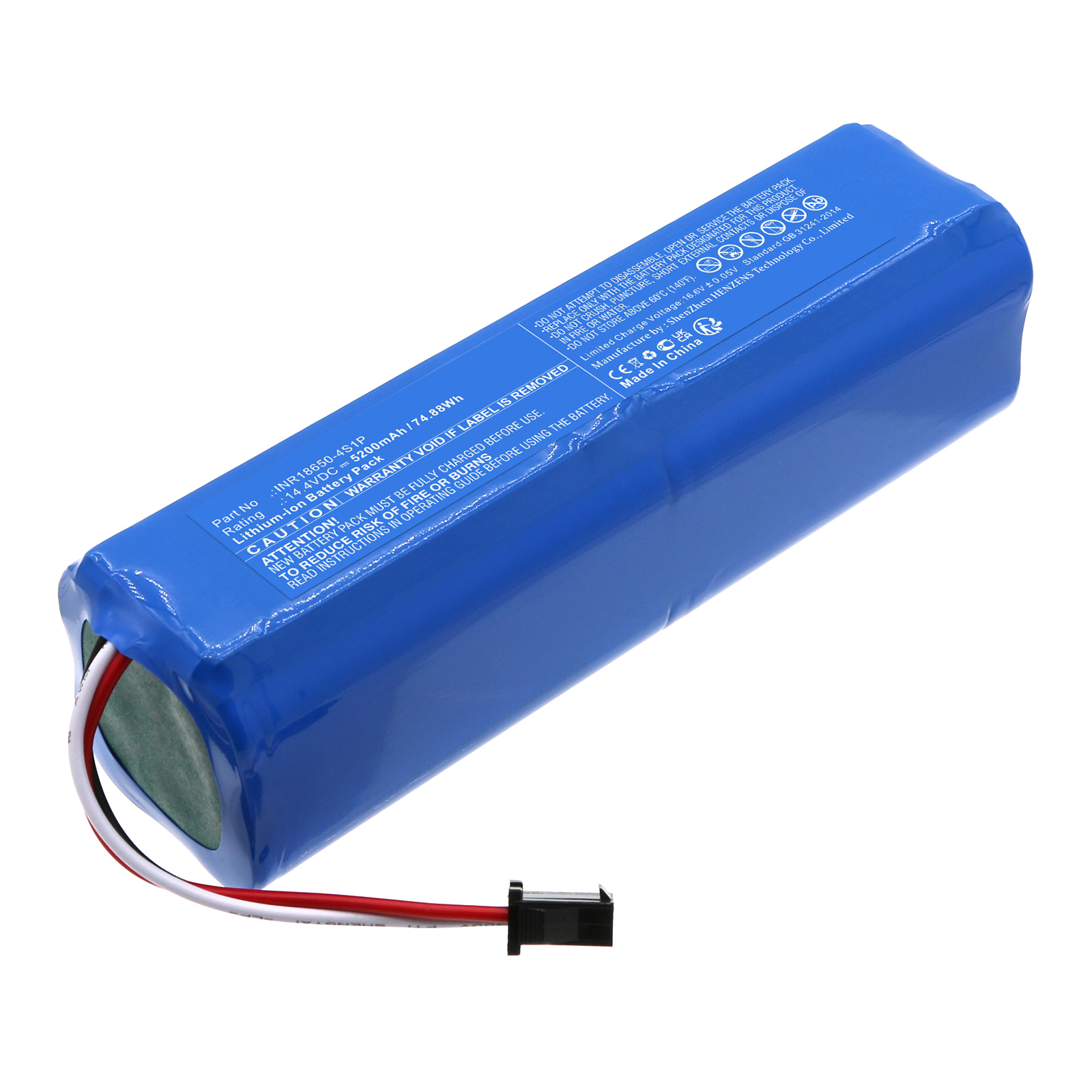 Synergy Digital Vacuum Cleaner Battery, Compatible with RoboJet INR18650-4S1P Vacuum Cleaner Battery (Li-ion, 14.4V, 5200mAh)