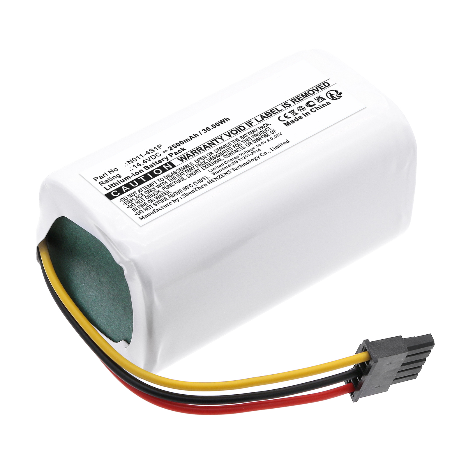 Synergy Digital Vacuum Cleaner Battery, Compatible with Xiaomi 260V-4S1P Vacuum Cleaner Battery (Li-ion, 14.4V, 2500mAh)