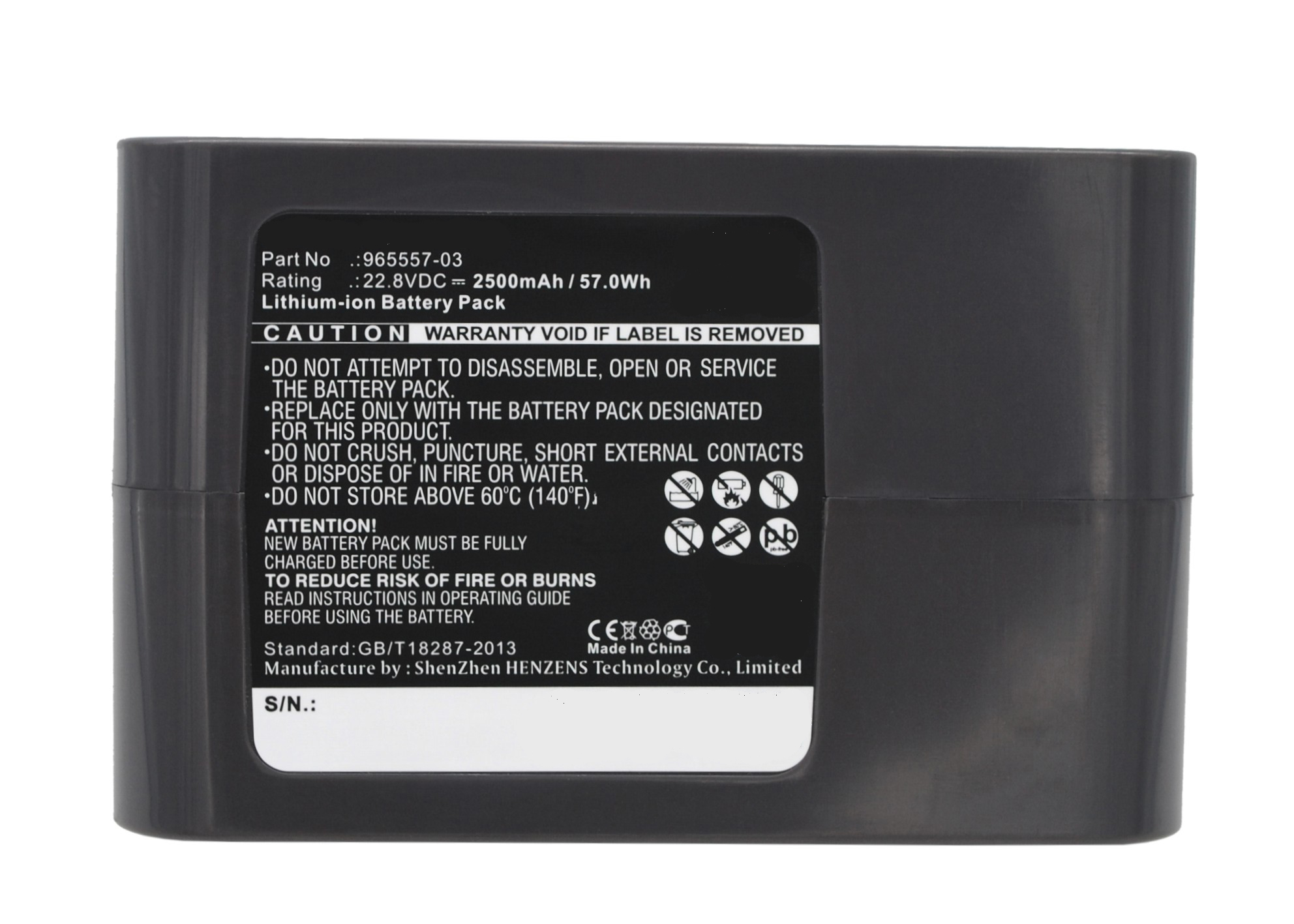 Synergy Digital Vacuum Cleaner Battery, Compatiable with Dyson 202932-02, 202932-05, 202932-06, 917083-01, 965557-03, 965557-06, Type-B Vacuum Cleaner Battery (22.8V, Li-ion, 2500mAh)