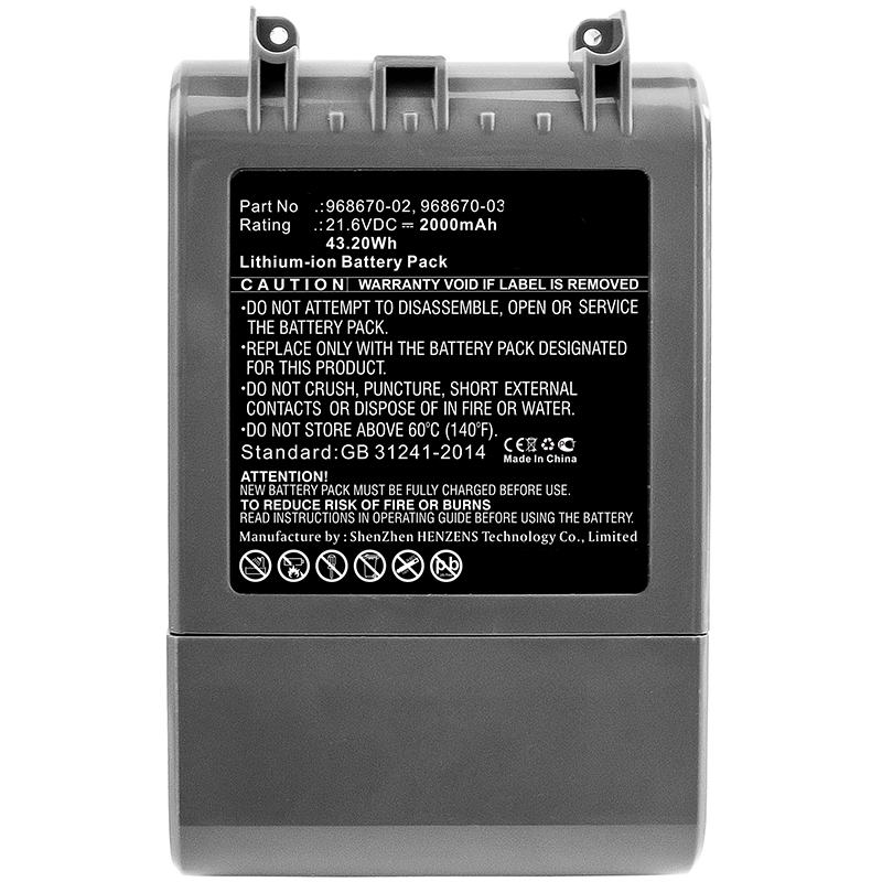 Synergy Digital Vacuum Cleaners Battery, Compatiable with Dyson 968670-02, 968670-03 Vacuum Cleaners Battery (21.6V, Li-ion, 2000mAh)