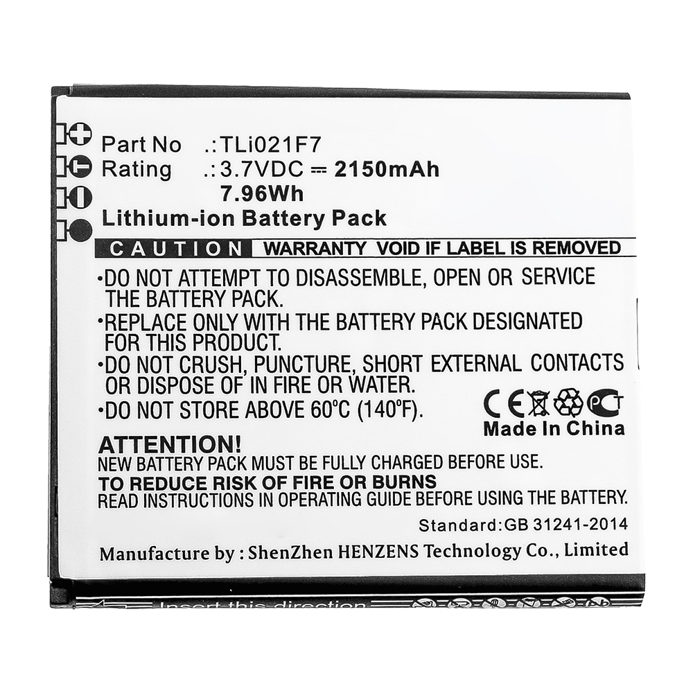 Synergy Digital Wifi Hotspot Battery, Compatible with TLi021F7 Wifi Hotspot Battery (3.7V, Li-ion, 2150mAh)