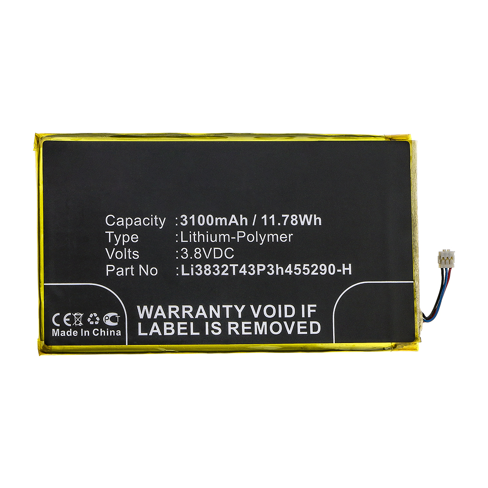 Synergy Digital Wifi Hotspot Battery, Compatible with ZTE Li3832T43P3h455290-H Wifi Hotspot Battery (Li-Pol, 3.8V, 3100mAh)