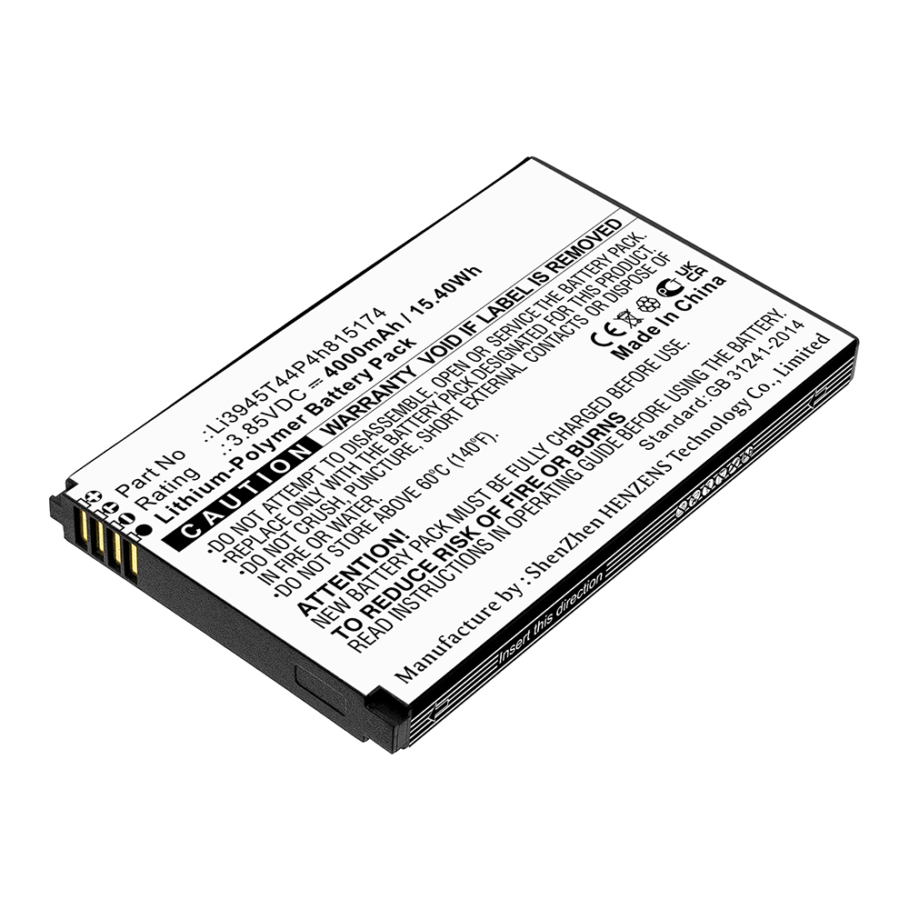 Synergy Digital Wifi Hotspot Battery, Compatible with ZTE Li3945T44P4h815174 Wifi Hotspot Battery (Li-pol, 3.85V, 4000mAh)