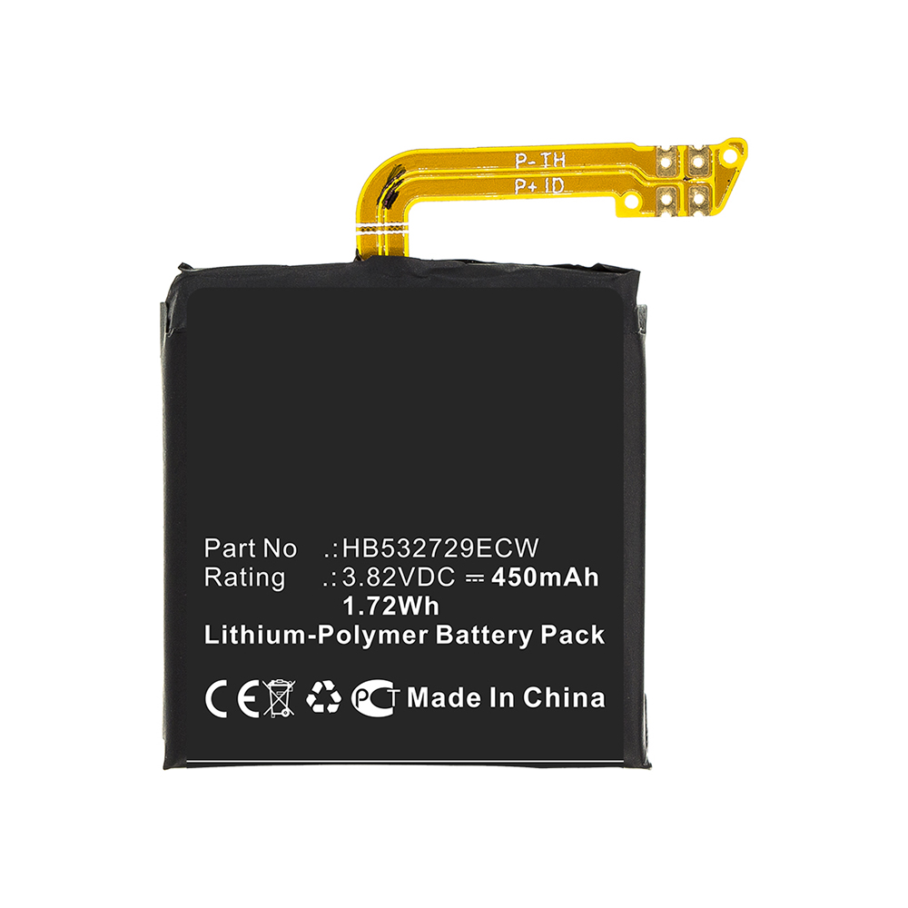 Synergy Digital Smartwatch Battery, Compatible with Huawei HB532729ECW Smartwatch Battery (3.82V, Li-Pol, 450mAh)