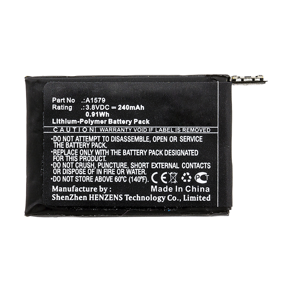Synergy Digital Smartwatch Battery, Compatible with Apple A1579 Smartwatch Battery (Li-Pol, 3.8V, 240mAh)