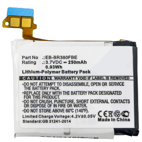 Synergy Digital Smartwatch Battery, Compatible with Samsung EB-BR380FBE Smartwatch Battery (Li-Pol, 3.7V, 250mAh)