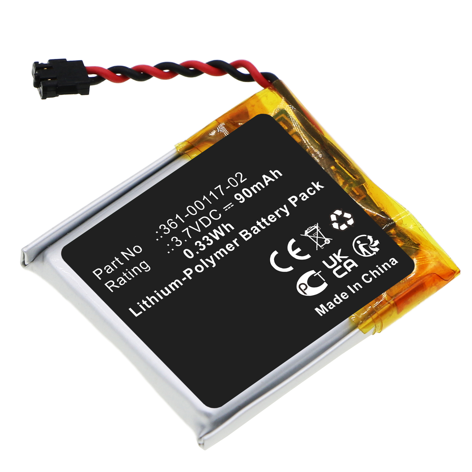 Synergy Digital Smartwatch Battery, Compatible with Garmin 361-00117-02 Smartwatch Battery (Li-Pol, 3.7V, 90mAh)