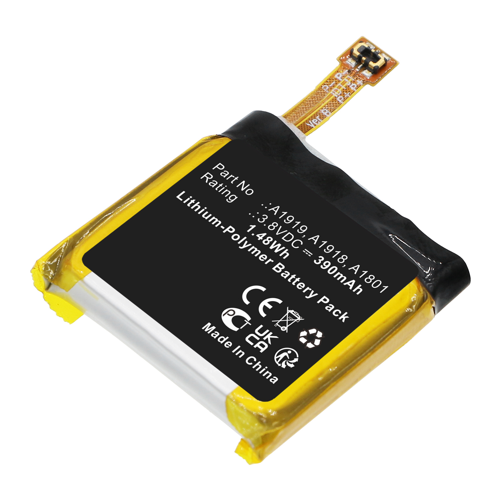 Synergy Digital Smartwatch Battery, Compatible with Amazfit A1801 Smartwatch Battery (Li-Pol, 3.8V, 390mAh)