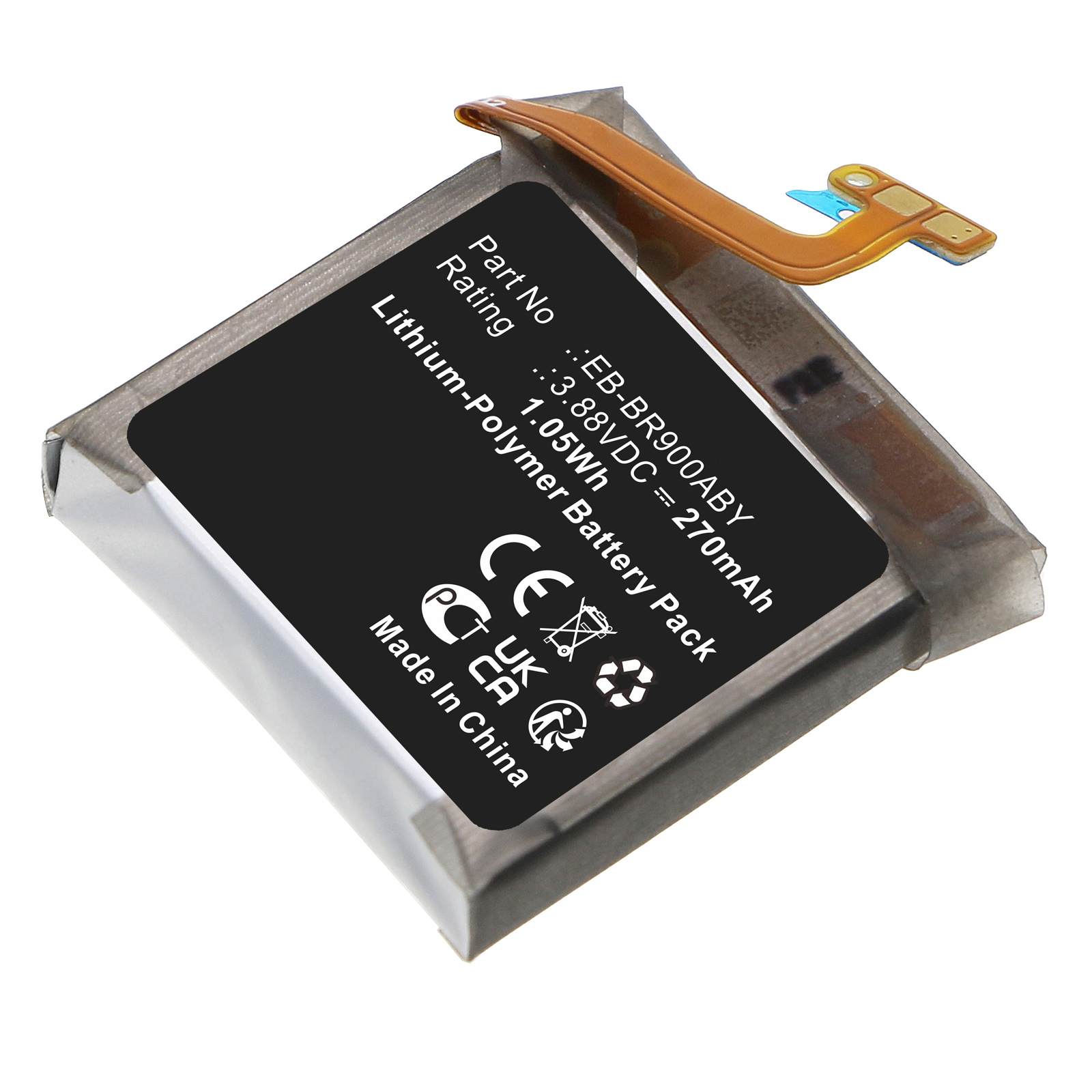 Synergy Digital Smartwatch Battery, Compatible with Samsung EB-BR900ABY Smartwatch Battery (Li-Pol, 3.88V, 270mAh)
