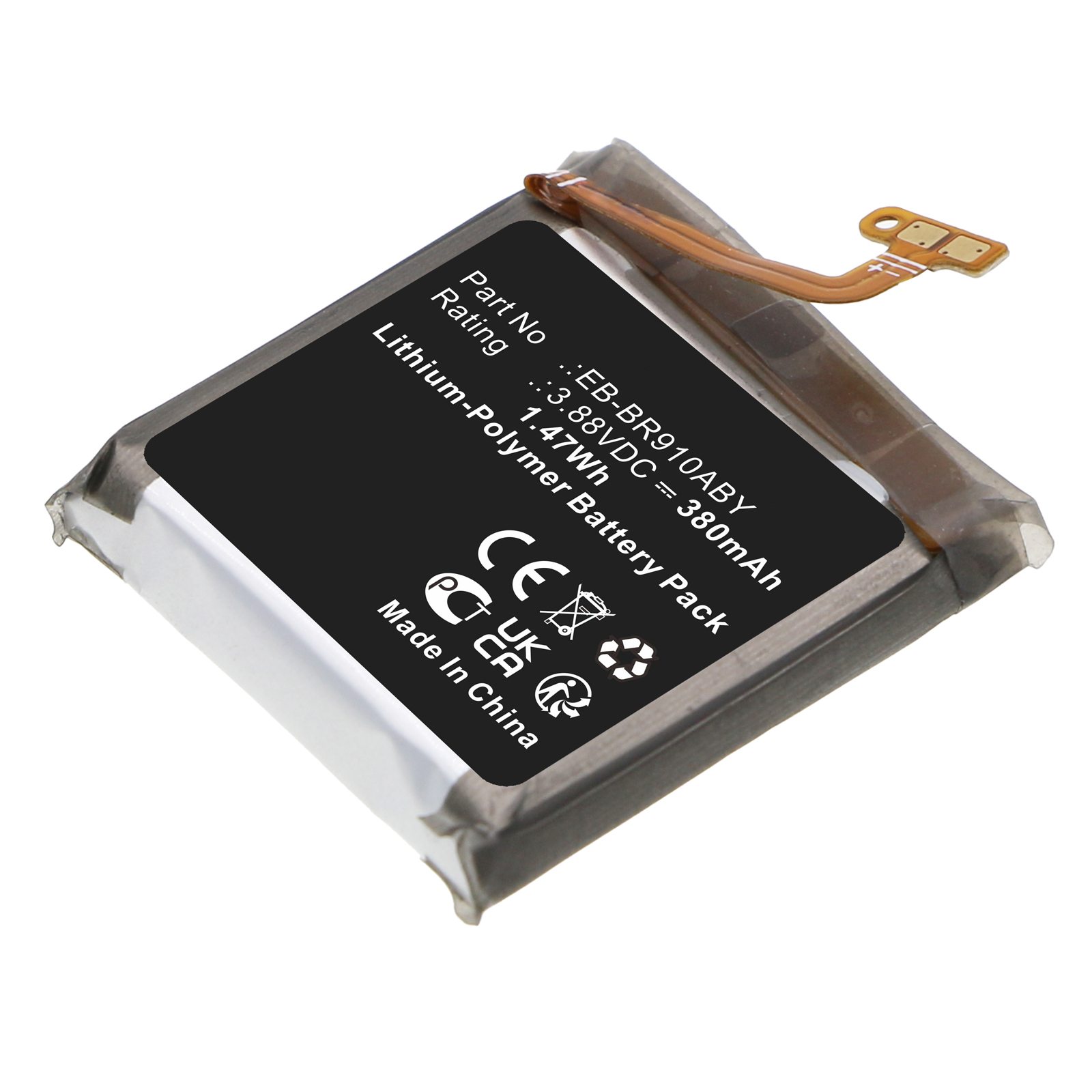 Synergy Digital Smartwatch Battery, Compatible with Samsung EB-BR910ABY Smartwatch Battery (Li-Pol, 3.88V, 380mAh)