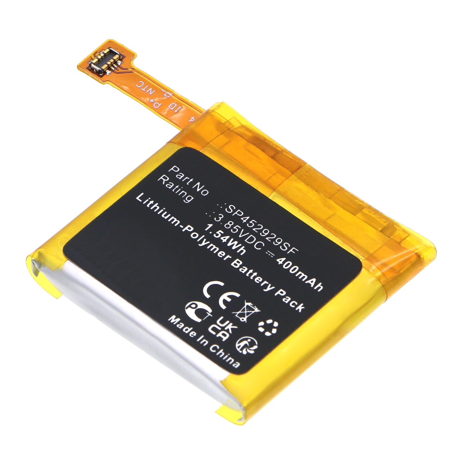 Synergy Digital Smartwatch Battery, Compatible with Ticwatch SP452929SF Smartwatch Battery (Li-Pol, 3.85V, 400mAh)