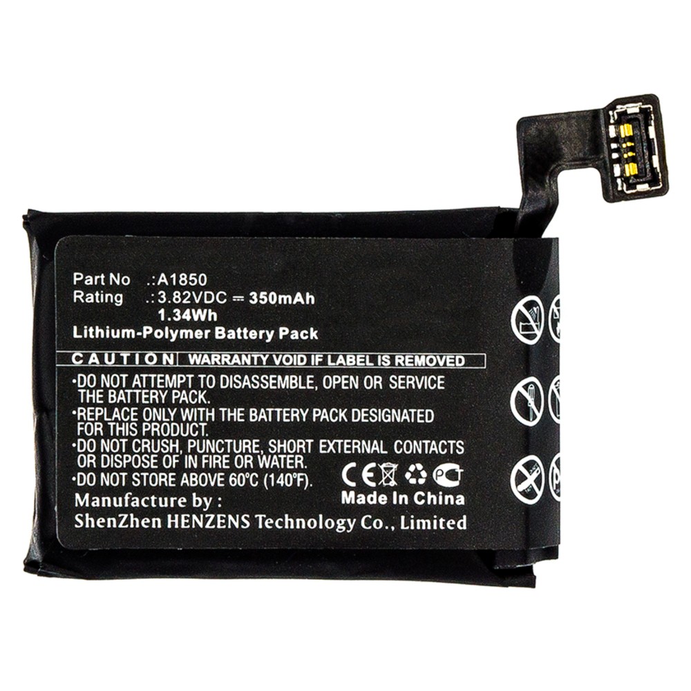 Synergy Digital Smartwatch Battery, Compatible with Apple A1859, GSRF-MQK32LL/A, GSRF-MQK62LL/A, GSRF-MQL02LL/A, GSRF-MQL12LL/A, GSRF-MQL22LL/A, GSRF-MQL42LL/A, GSRF-MR1J2LL/A, GSRF-MR1L2LL/A, GSRF-MR362LL/A, MQK12LL/A, MQK22LL/A, MQK32LL/A, MQK62LL/A, MQK72LL/A, MQK92LL/A, MQL02LL/A, MQL12LL/A, MQL22LL/A, MQL32LL/A, MQL42LL/A, MR1L2LL/A, MR2X2LL/A, MR362LL/A, Watch Series 3 4G 42mm, Watch Series 3 LTE 42mm Smartwatch Battery (3.82, Li-Pol, 350mAh)