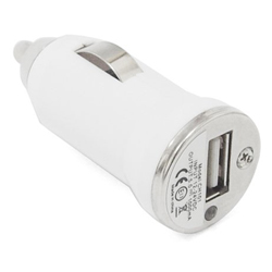 USB Car Charger DC Power Adapter - White