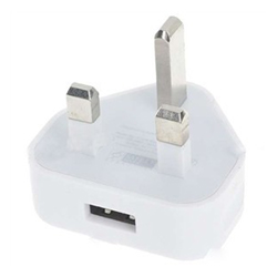USB UK Wall Plug AC Power Adapter - White