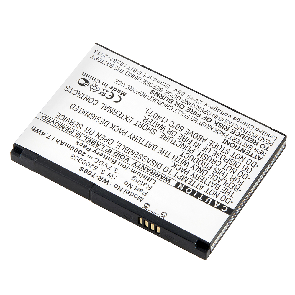 WR-760S Ultra High Capacity (Li-Ion, 3.7V, 2000 mAh) Battery, Replacement for Sierra Wireless - 5200008, Sierra Wireless - W-3 Batteries